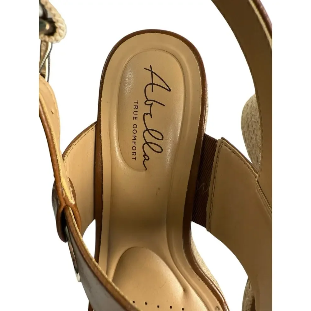 Abella True Comfort Taya Women's Size 9.5 Brown Faux Leather Wedge Buckle Sandal - Picture 5 of 8